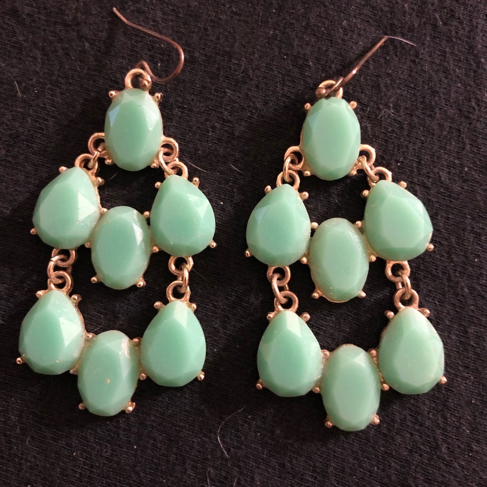 Jade and gold chandelier earrings